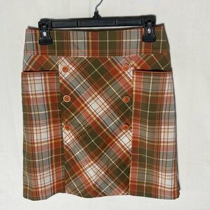 Dexim Golfwear Orange Green Cream Plaid Mini Skirt Skort Activewear Shorts 2